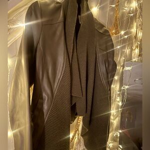 Dark Army Green Faux Leather Coat - Size Medium- $35